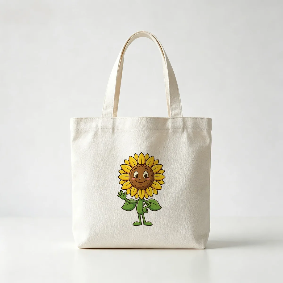 A cheerful sunflower character with a big smile, cute cartoon mascot